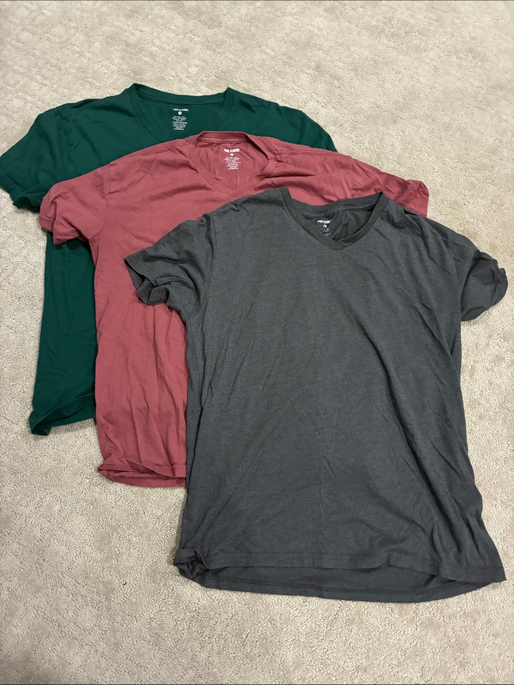 Everyday V-Neck Tee 3-Pack — Forest Green, Dusty Rose, Charcoal
